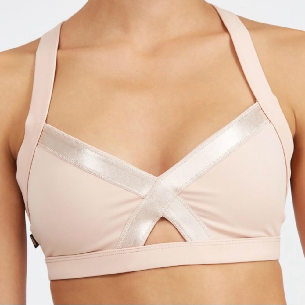 L’URV Fever Pitch Sports Bralette, Blush with Rose Gold hardware, Size M